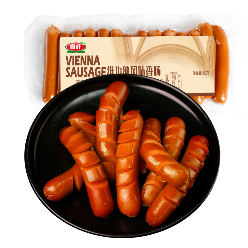 喜旺維也納風(fēng)味香腸300g*2脆皮火腿腸五一野餐肉腸即食熱狗腸燒烤食材
