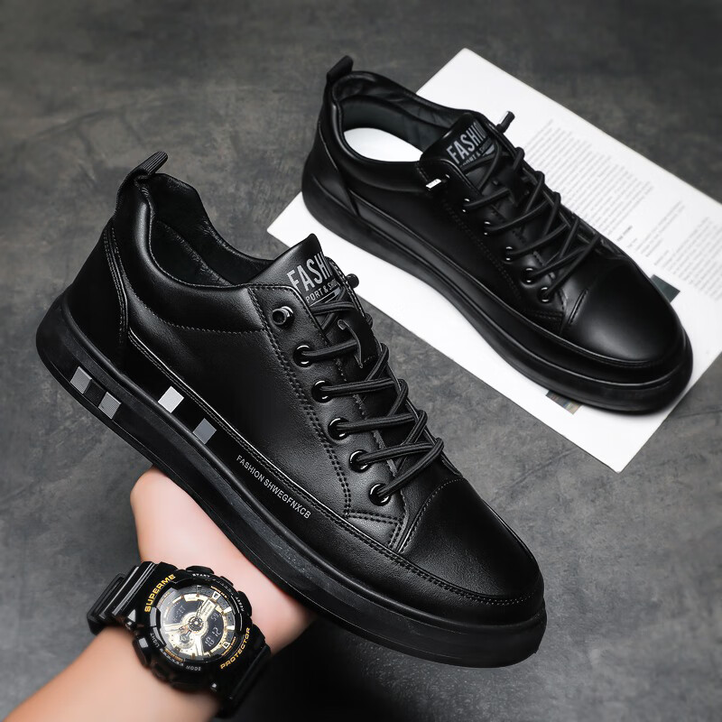 意尔康潮牌鞋子男鞋商务潮流百搭板鞋男款潮鞋上班工作黑色男士休闲