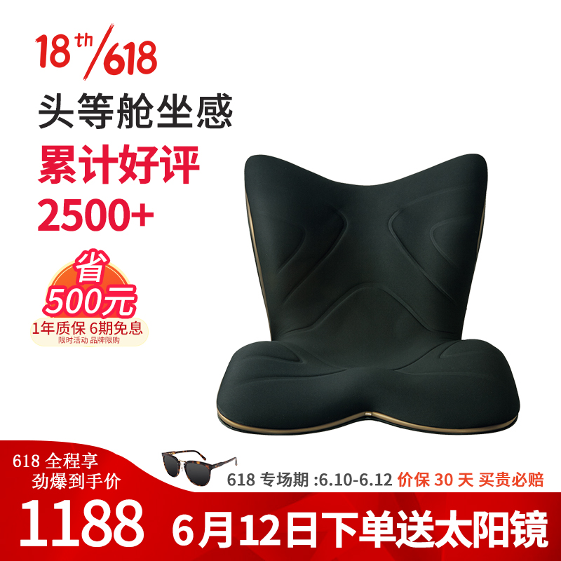 【头等舱坐感】日本MTG Style PREMIUM豪华款矫姿坐垫 办公室专业护腰座椅子靠背 腰靠 黑色 通用