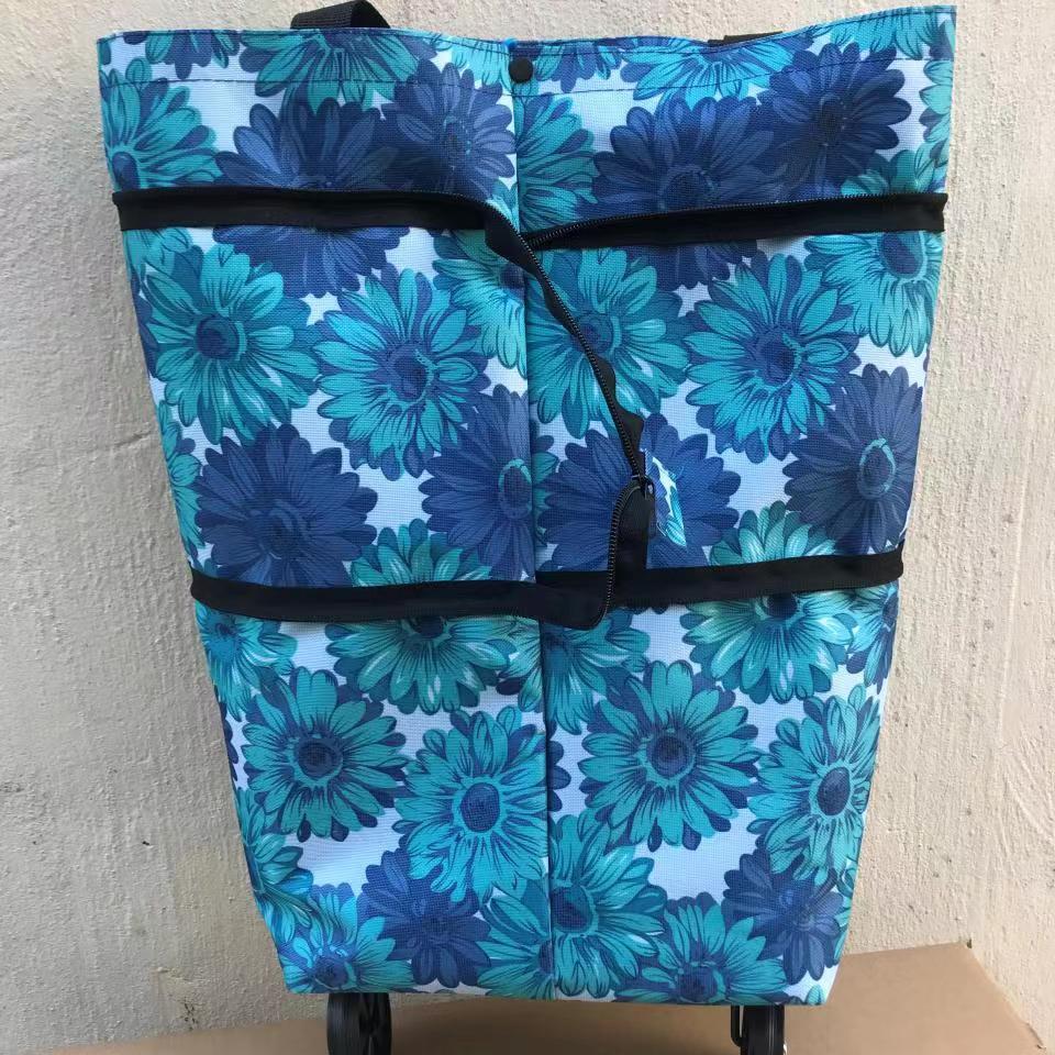 适用于手拉车购物袋折叠拖轮包家用手拉车便携购物袋行李车载买菜