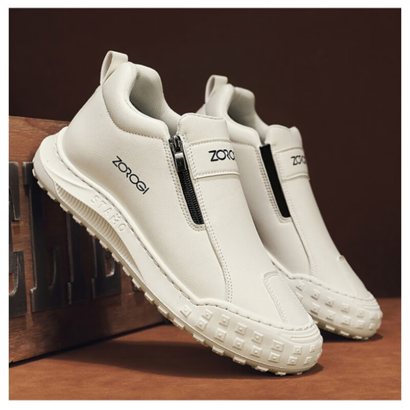 kledboy英伦班纳男鞋飞行员休闲鞋时尚男士驾车鞋子旅游鞋 米色 39