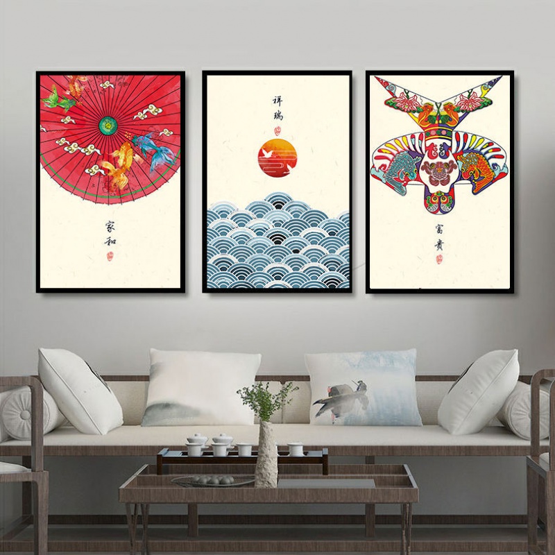 中式客厅装饰画沙发背景墙壁画书房挂画餐厅装饰品物卧室中国风北极象