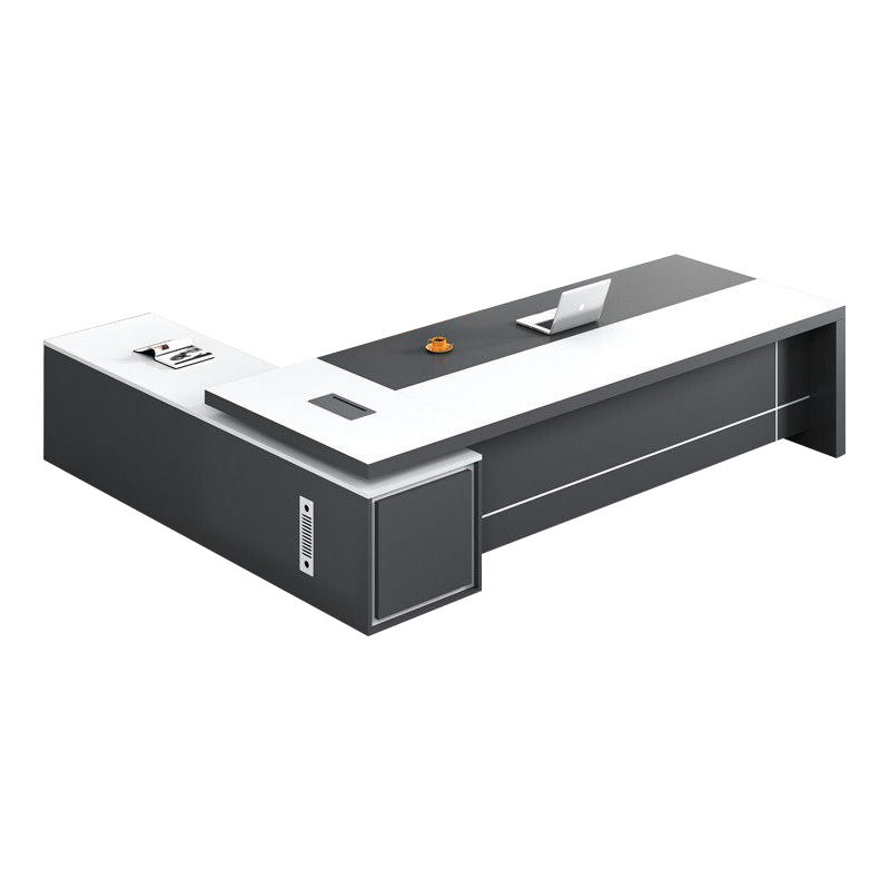 圣黎 办公家具老板桌经理主管桌简约现代板式大班台总裁办公桌 1.6*0.8米桌带侧边柜