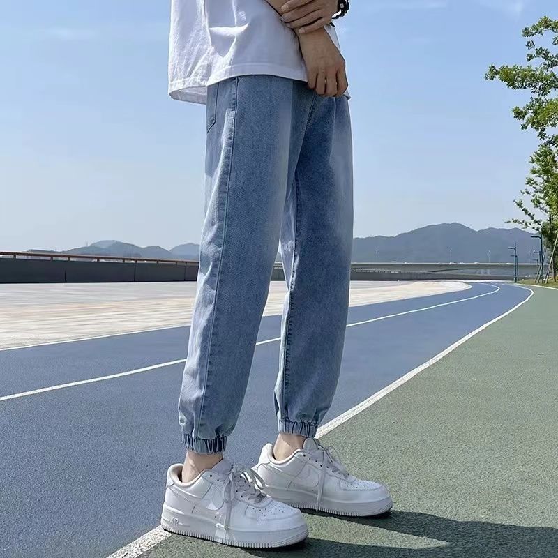 tnwtyo束脚裤男裤子束口收脚收口修体闲裤抽绳束脚ins牛仔裤男士夏季