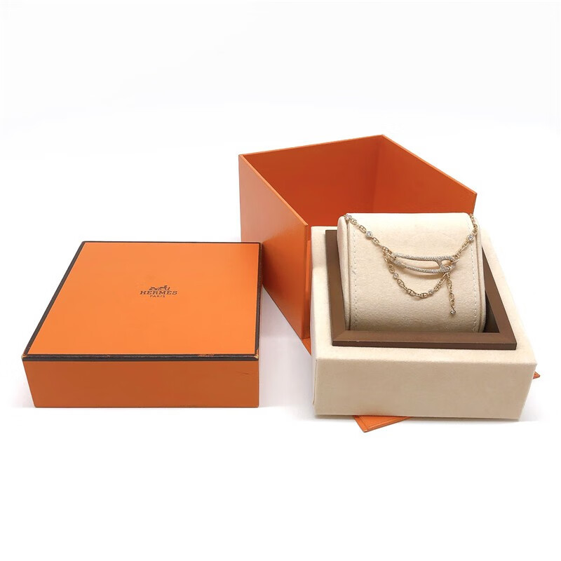 【二手99新】爱马仕 玫瑰金别针猪鼻子满钻手链(sh)链长约15.