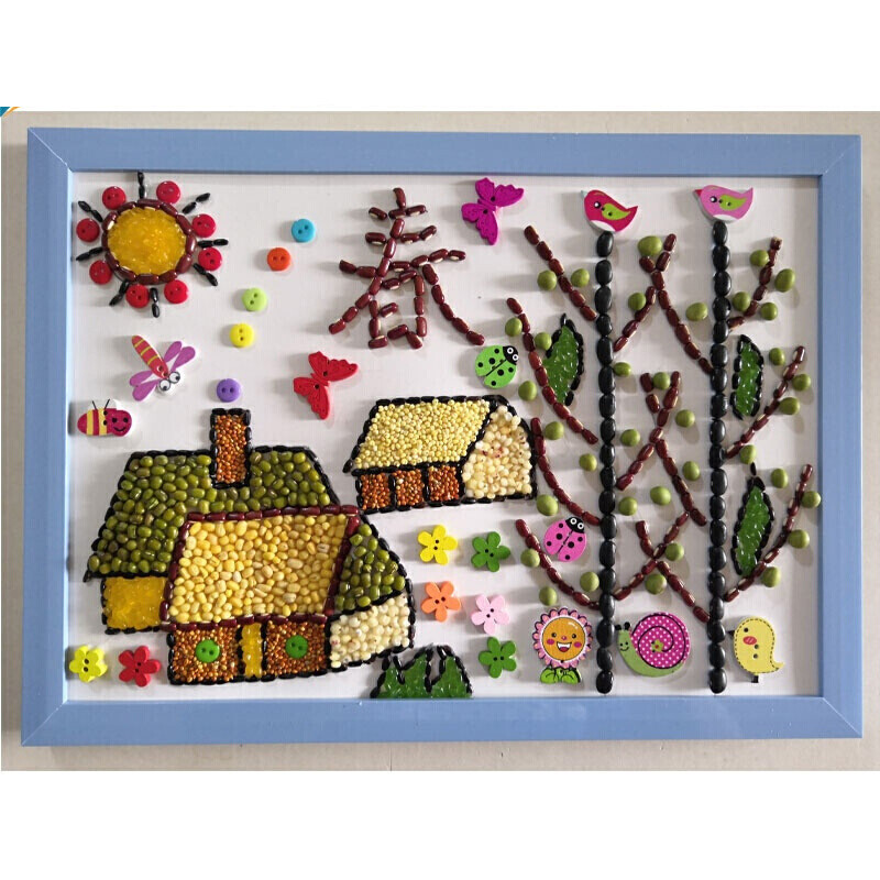 智益儿童手工贴画五谷杂粮画豆子贴画幼儿园手工dy种子画 a4春半成品