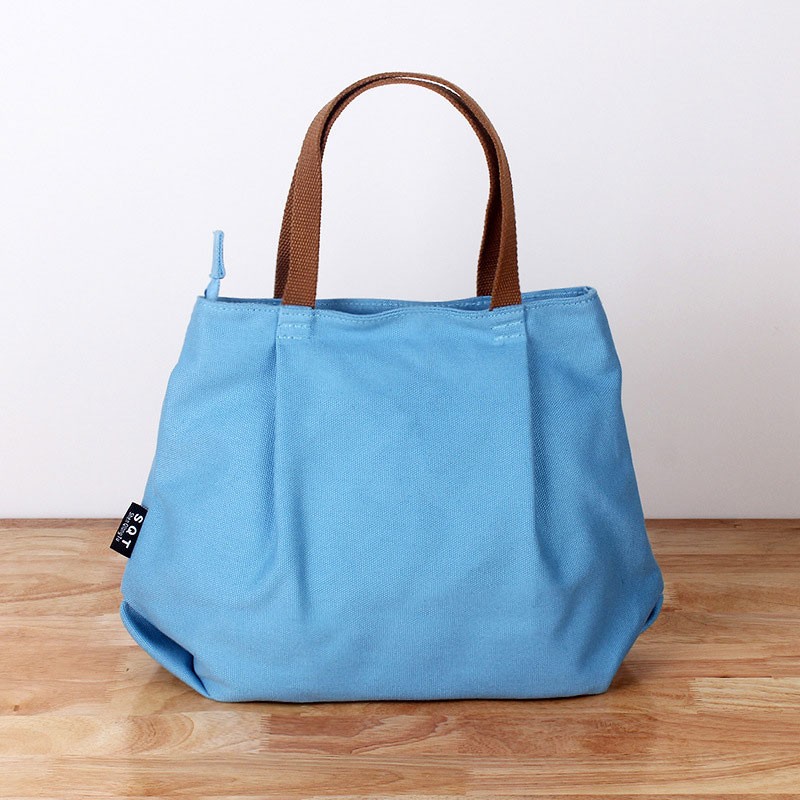布包包2021新款韩版妈妈手拿帆布艺手提包小号手拎包 天蓝色款式二