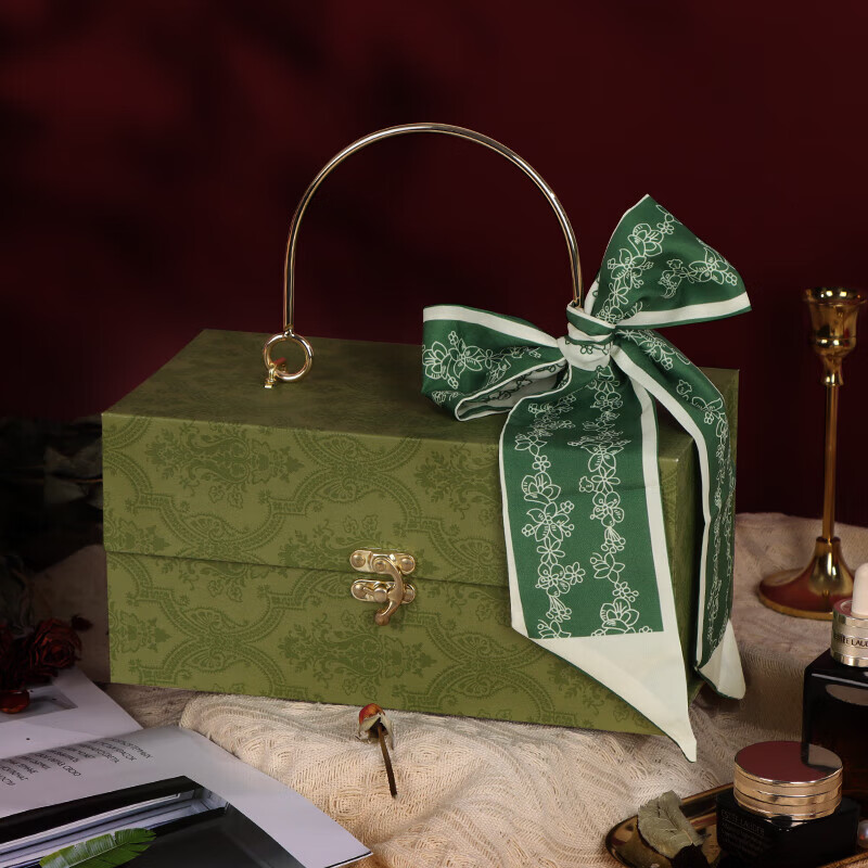 三八妇女节礼物包装盒生日礼物盒女神节礼品盒深邃绿 深邃绿丝带礼盒