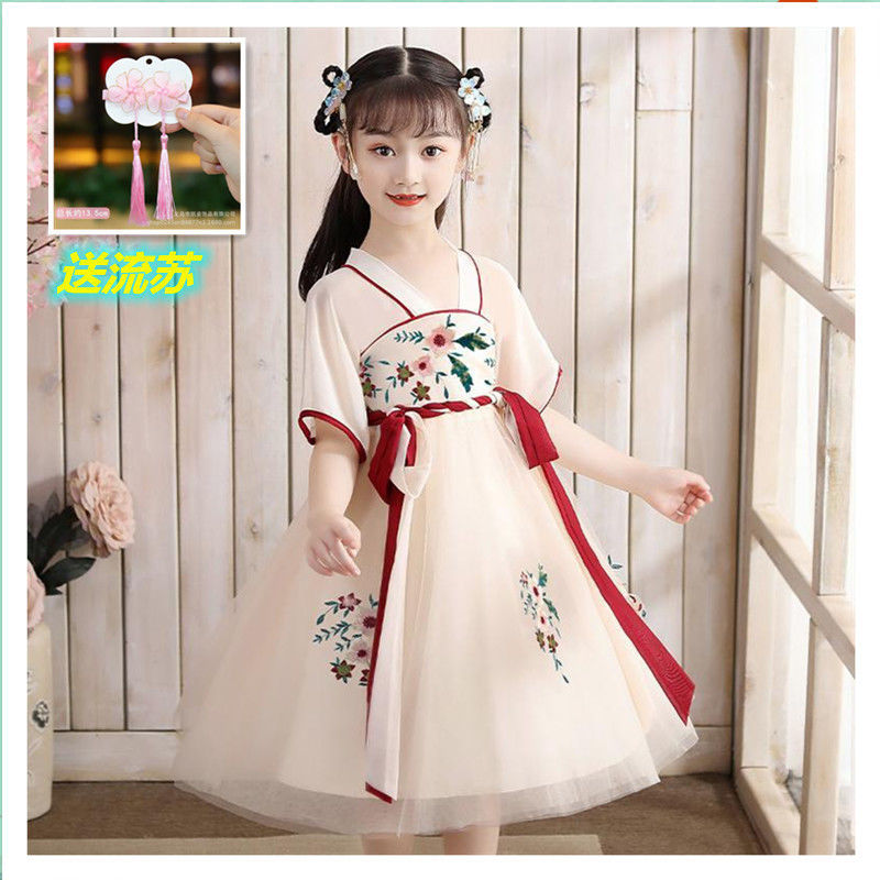 刘潮布儿童汉服 女童汉服 儿童汉服女童新款短袖古装襦裙3-12岁中风