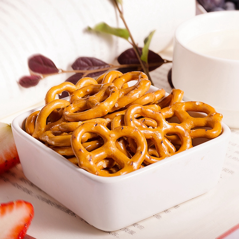 兰特德式碱水结丹夫德国饼干圈蝴蝶结咸味装饰代餐零食 【2罐】海盐味