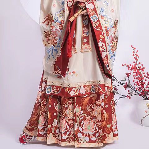 语贝集宋制汉服成人女中国风明制[年年有鱼]婚服夏季古风 马面裙 xs