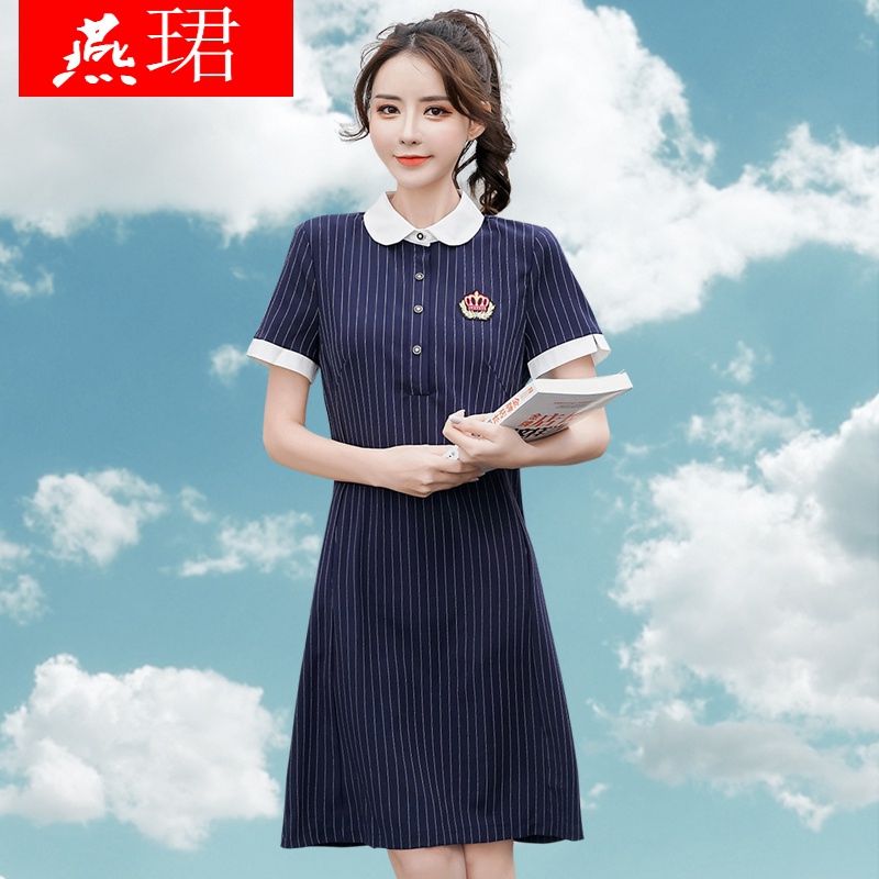 定制幼儿园教师园服工作服女夏季早教机构老师面试职业女装连衣榷抖