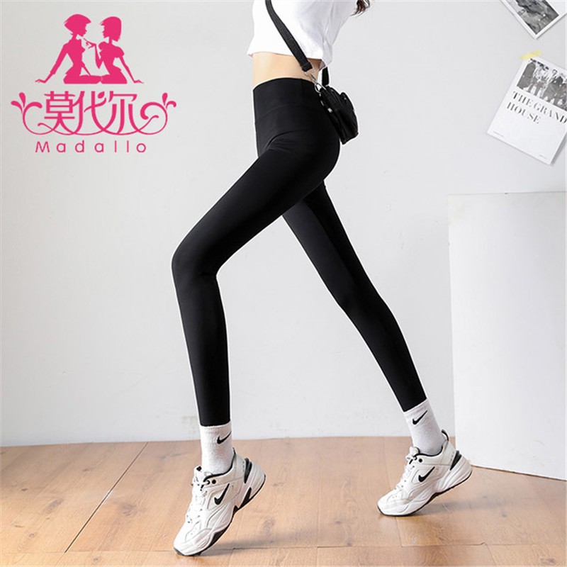 莫代尔打底裤鲨鱼裤高腰收腹打底裤紧身芭比压力瑜伽裤秋冬打底裤 薄款鲨鱼裤黑色 均码(适合80-110斤)
