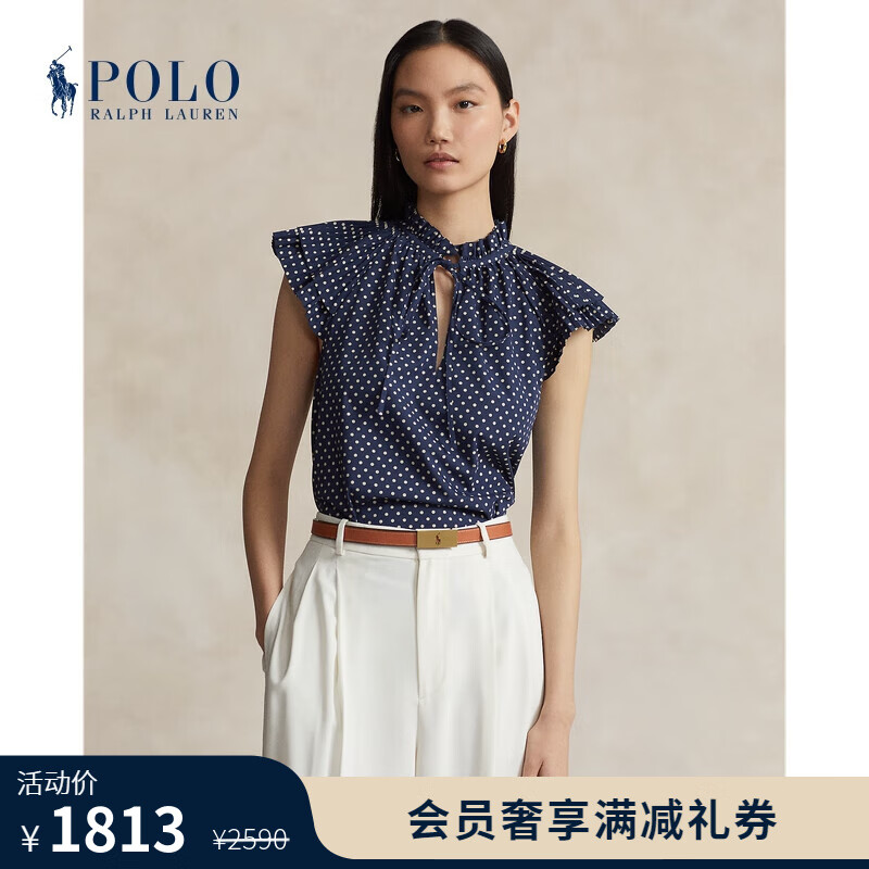 Polo Ralph Lauren 拉夫劳伦 女装 24春修身版花卉图案女式衬衫RL25399 410-深蓝色波点 4