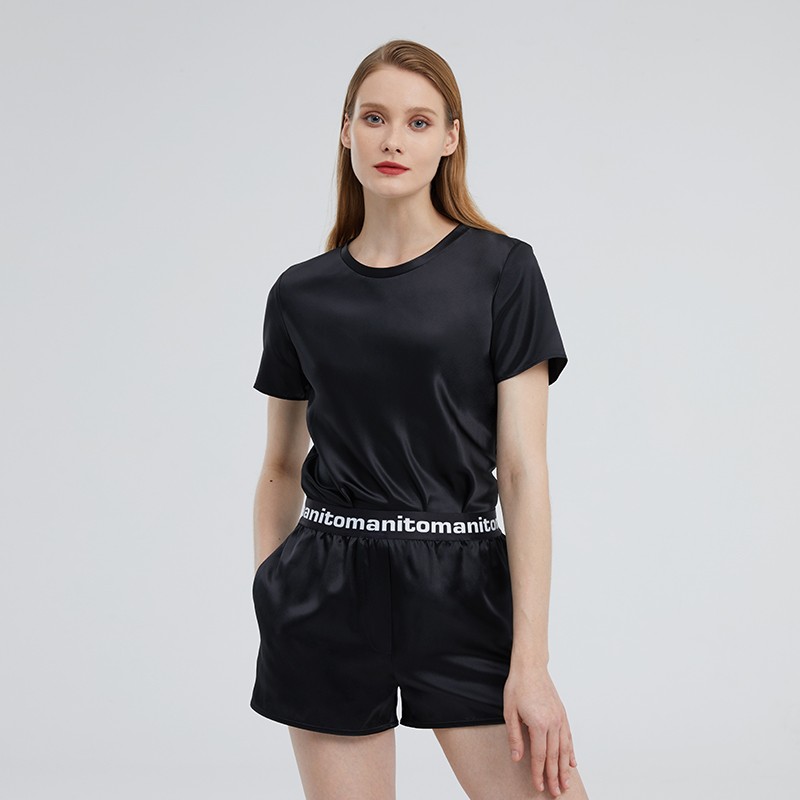 manito /曼尼陀 classic collection女士修身t恤 桑蚕丝短袖上衣 经典