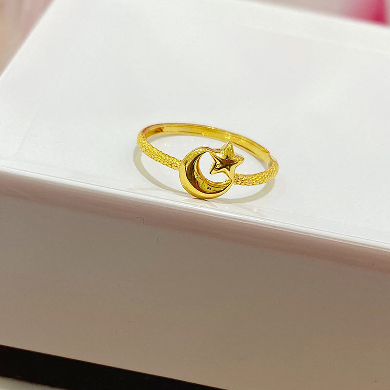 七夕情人节礼物 恋柯 黄金戒指女5g金星月首饰999足金星球黄金首饰可