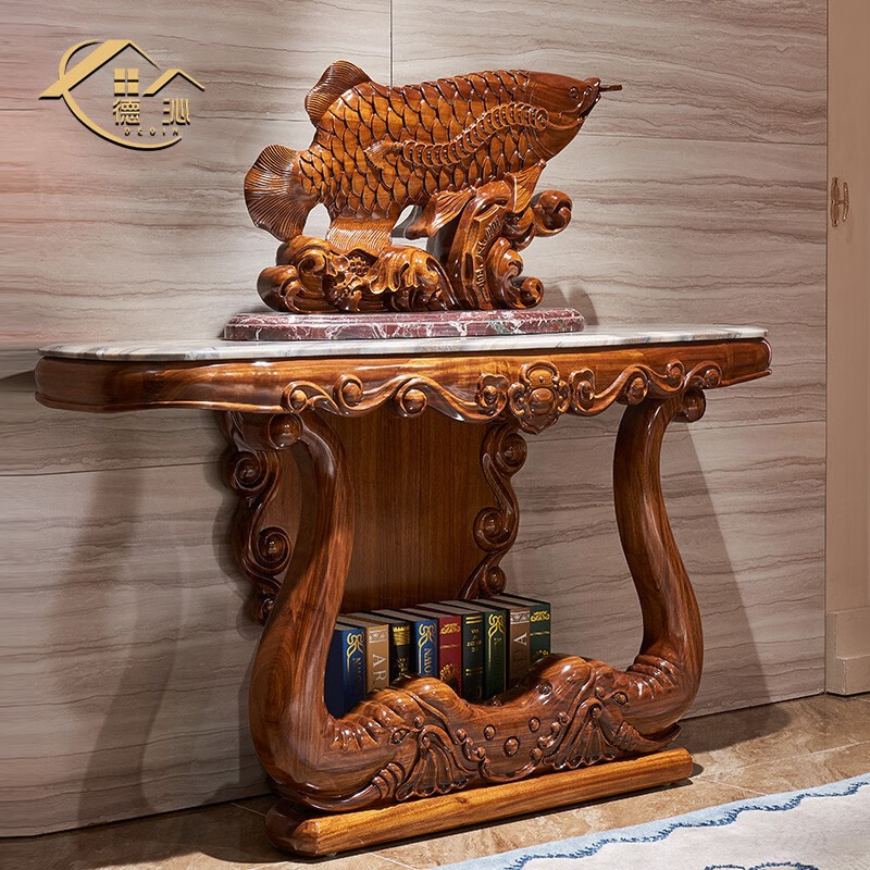 台隔断台欧式美式雕花大户型别墅客厅家具 风水玄学摆件(底座石面)