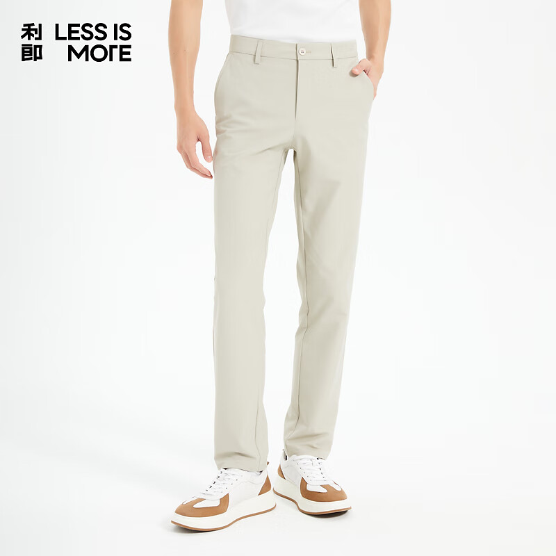 利郎青年商务男裤【尼龙四面弹】休闲裤男轻薄透气纯色弹力通勤长裤 米灰 35 (180/88A)