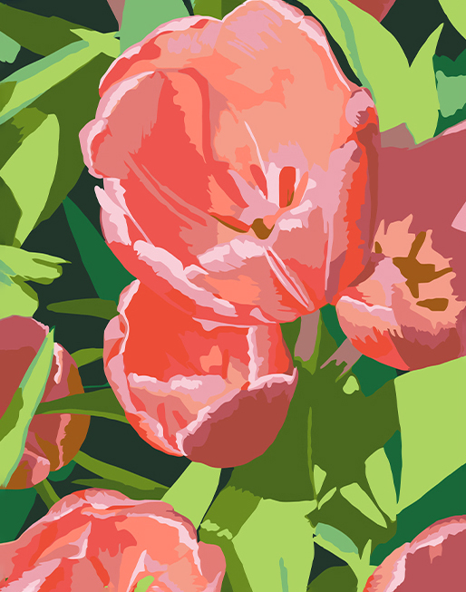 琴棋书画(qinqishuhua)新款diy数字油画填充涂色郁金香填色手绘丙烯