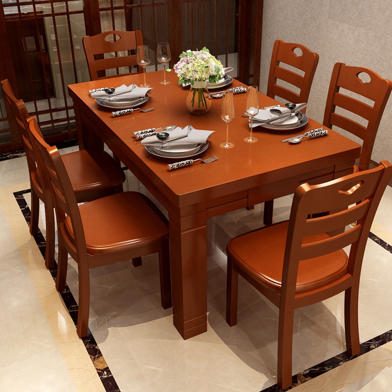 小默工坊 实木餐桌椅组合西餐桌长方形桌子简约小户型家用吃饭桌1.5米