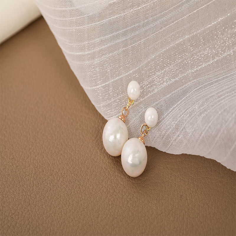 依莲妃银针珍珠耳钉女气质感耳环网红耳坠 12厘珍珠银针