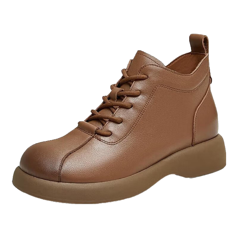 天美意女靴加絨短靴厚底百搭女馬丁靴時尚女鞋