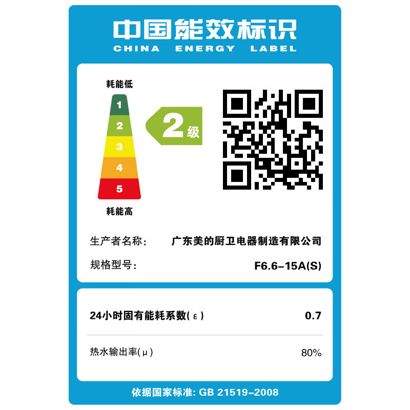 美的（Midea）6.6升1650W速热升级 蓝钻内胆安全防护 上出水小厨宝小体积升级款 白色 F6.6-15A（S）