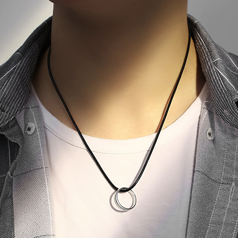 千锦银楼99足银男士戒指项链足银潮 嘻哈街舞男生款礼物个性饰品 长款