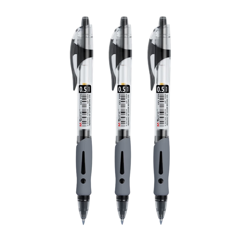 晨光（M&G）文具GP1008 按动中性笔学生0.5黑笔签字笔商务子弹头考试专用水笔高颜值办公用品 黑色 3支/盒