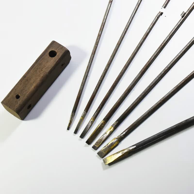 端砚砚台砚石雕刻刀雕花刀篆刻刀工具8件套加大加粗耐用 雕刻刀8件套