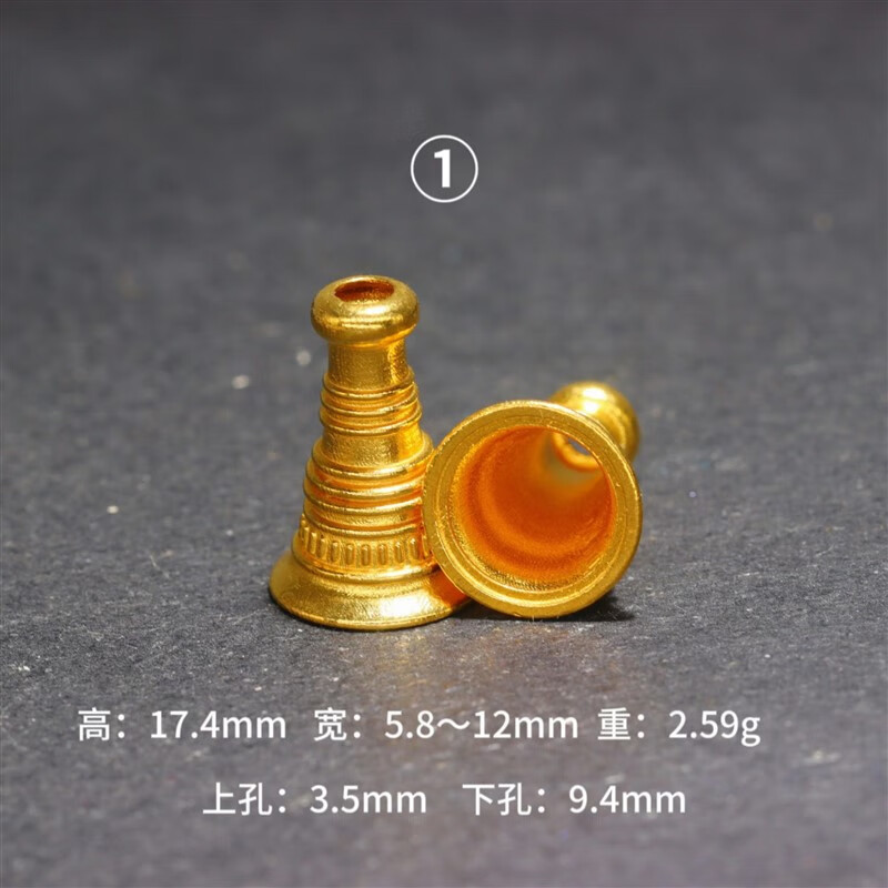 今传福18k金配件diy塔头三通配件塔帽法帽顶帽文玩古法金配饰串珠编绳
