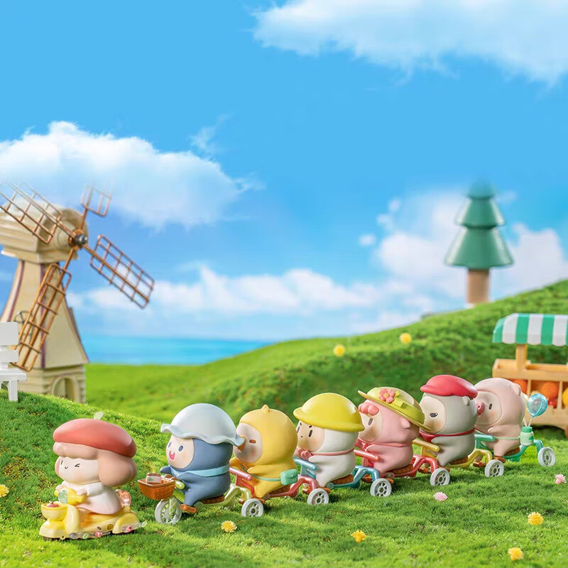 童梦姿胖滚家族一起去郊游女生版可爱桌面摆件生日礼 胖滚家族随机1个