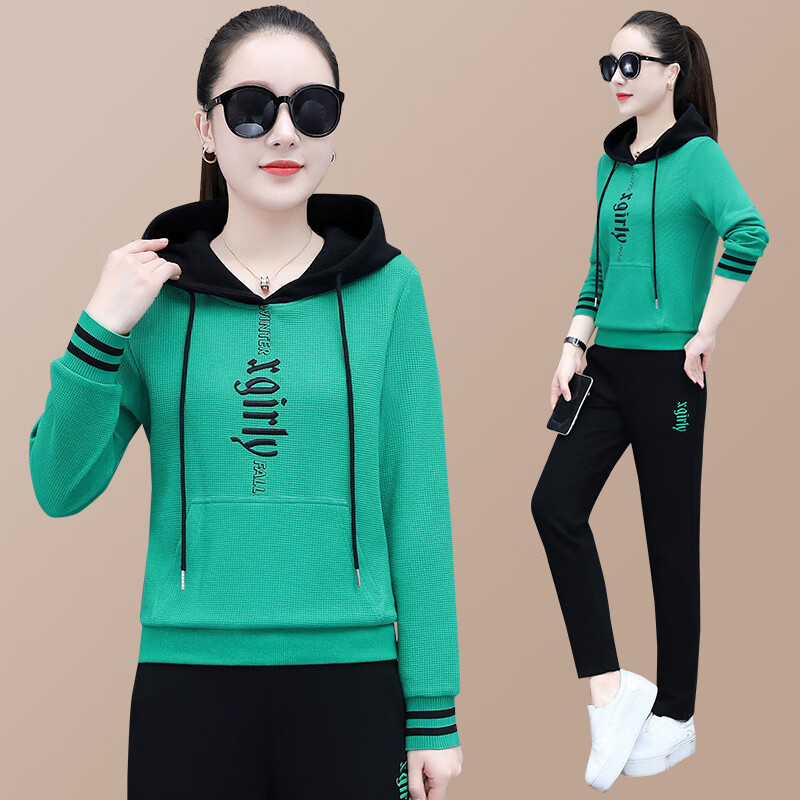 新款长袖卫衣两件套休闲女装运动衣服饰时尚显瘦户外健身跑步运动衫