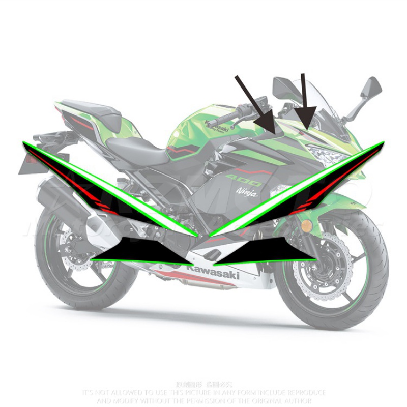 川崎ninja400版画贴膜油箱贴川崎忍者400ninja400贴花 反光白膜