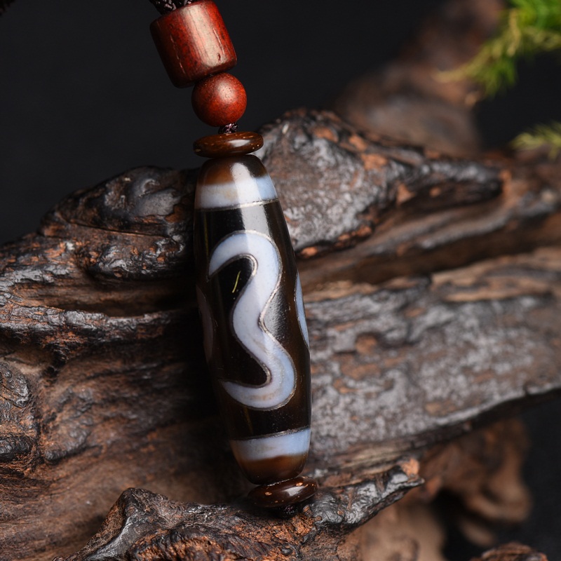 卫城西藏至纯老天珠错银工艺如意二眼天珠挂件包浆油润男女项坠