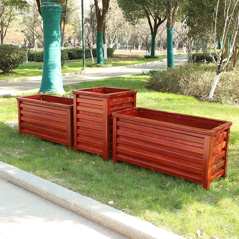 墨薰槿澜郜户外木纹铝合金花箱户外道路街道防腐塑木园艺落地式摆花花