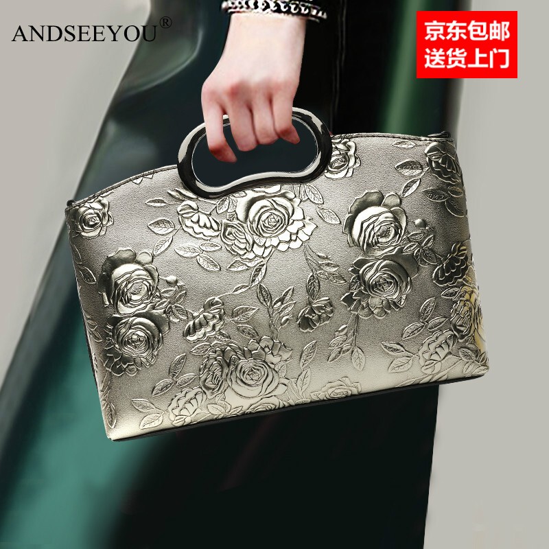 andseeyou品牌 包包女 妈妈款气质新款真皮旗袍手提包大容量中国风