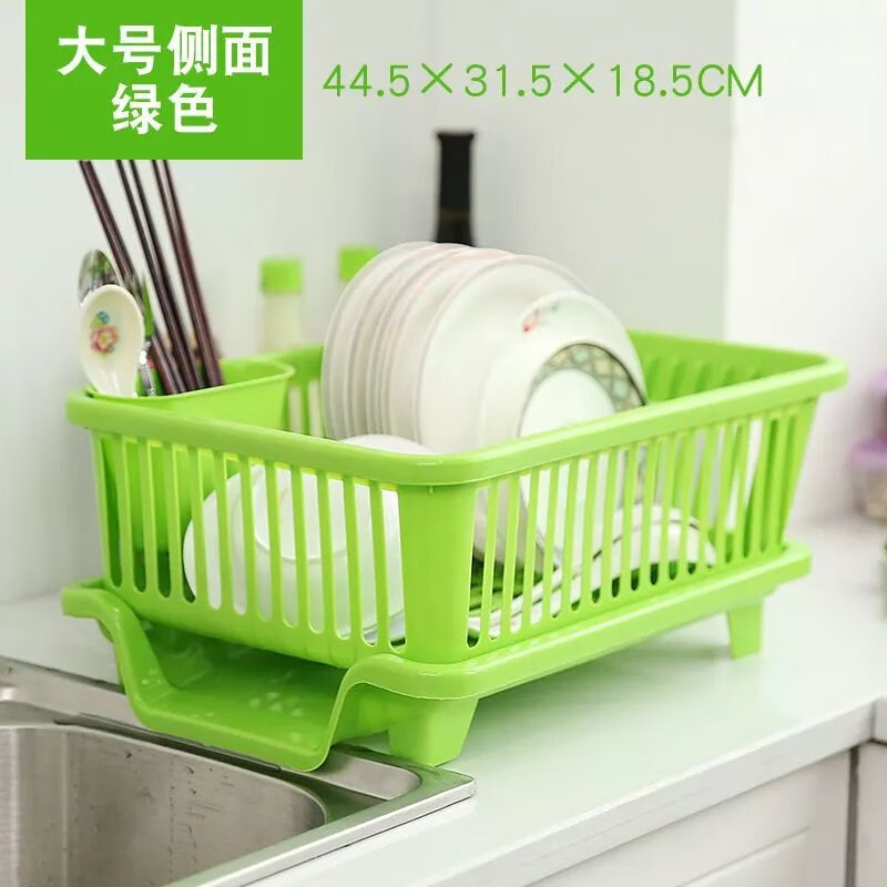 碗架厨房用品沥水碗架厨房碗盘置物架碟筷子收纳架收纳篮置物架 正面中号绿色