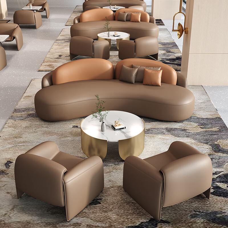 萌依儿异形沙发酒店大堂大厅贵宾会所休息区接待会客弧形圆形售楼处洽