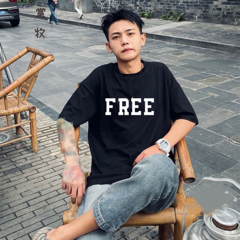 短袖t恤男夏季薄款精神小伙短袖t恤男士潮流快手网红潮男花百万同款