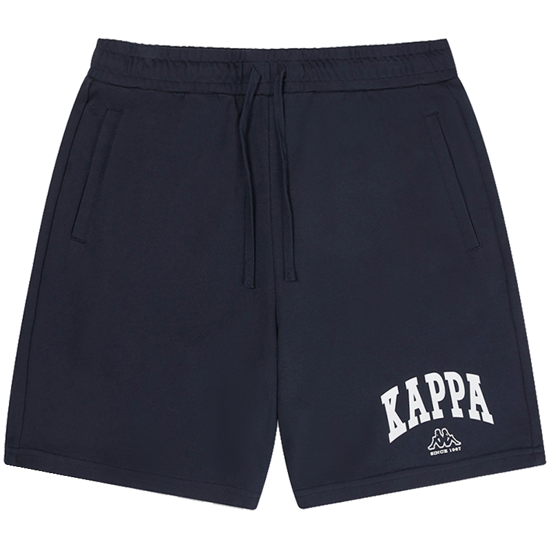 卡帕（Kappa）短褲2025新款男夏跑步運(yùn)動(dòng)籃球褲休閑闊腿褲印花五分褲夏日神褲 暗夜藍(lán)黑-906 L