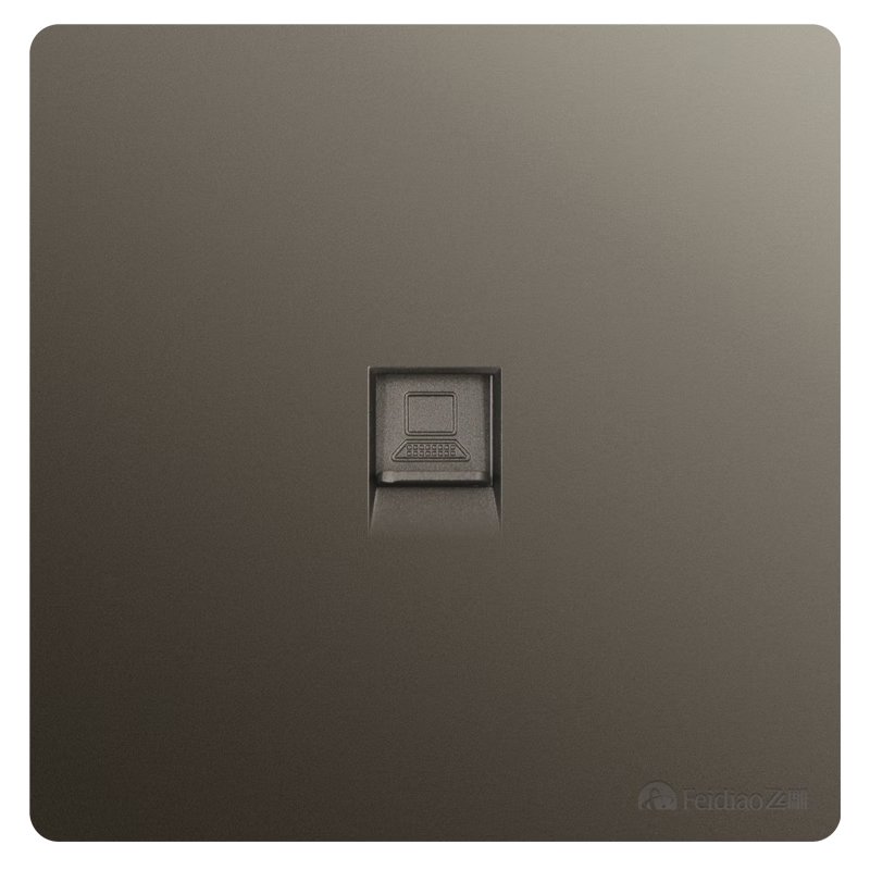飛雕(FEIDIAO)灰色開關(guān)插座86型大面板黑色暗裝純平大板熒光灰系列墻壁開關(guān)面板 電腦插座