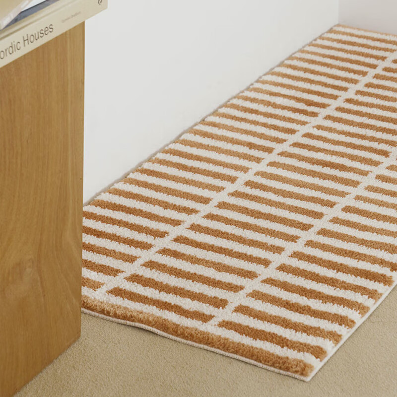睿盈床边地毯卧室长条 机洗ins风韩式砖块床边毯房间卧室长条床边 枫林红砖 40×120cm