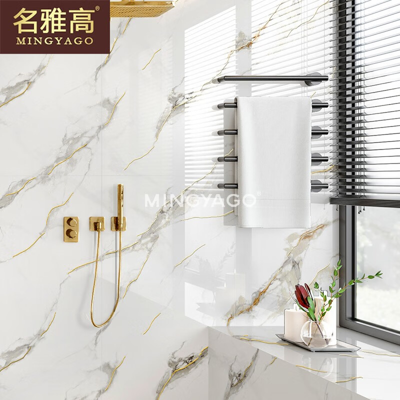 名雅高(mingyago)镀k金瓷砖象牙金金丝大理石地砖600x1200客厅卫生间