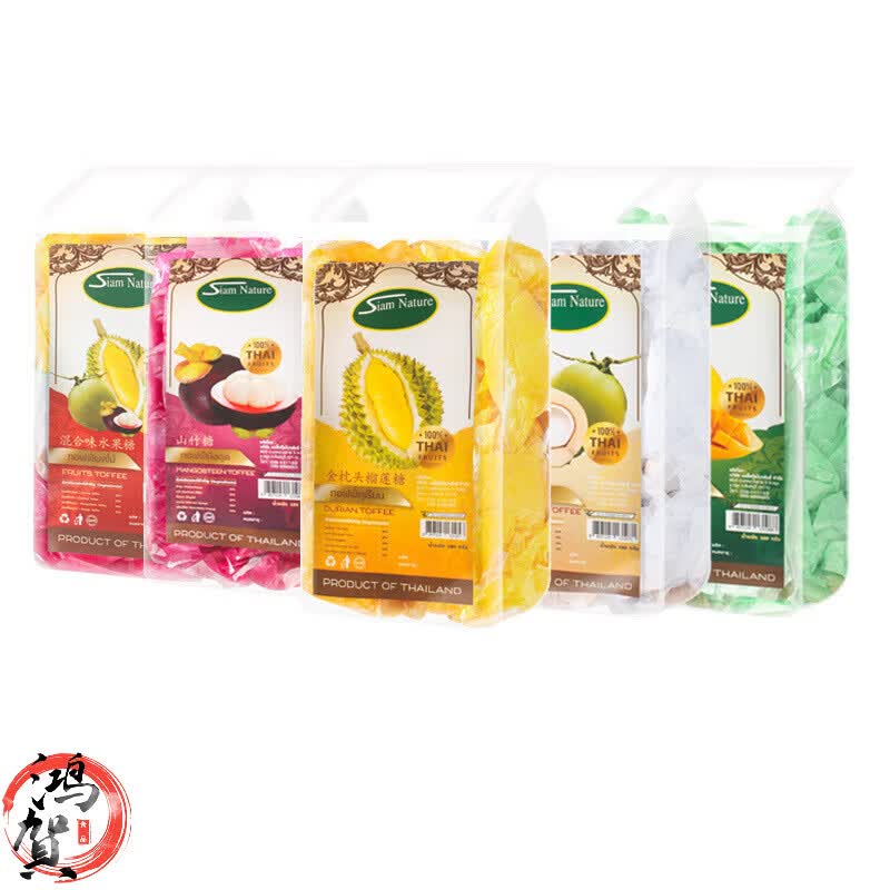 siam nature泰国进口榴莲软糖180g椰子山竹芒果混合水果糖果零食 混合