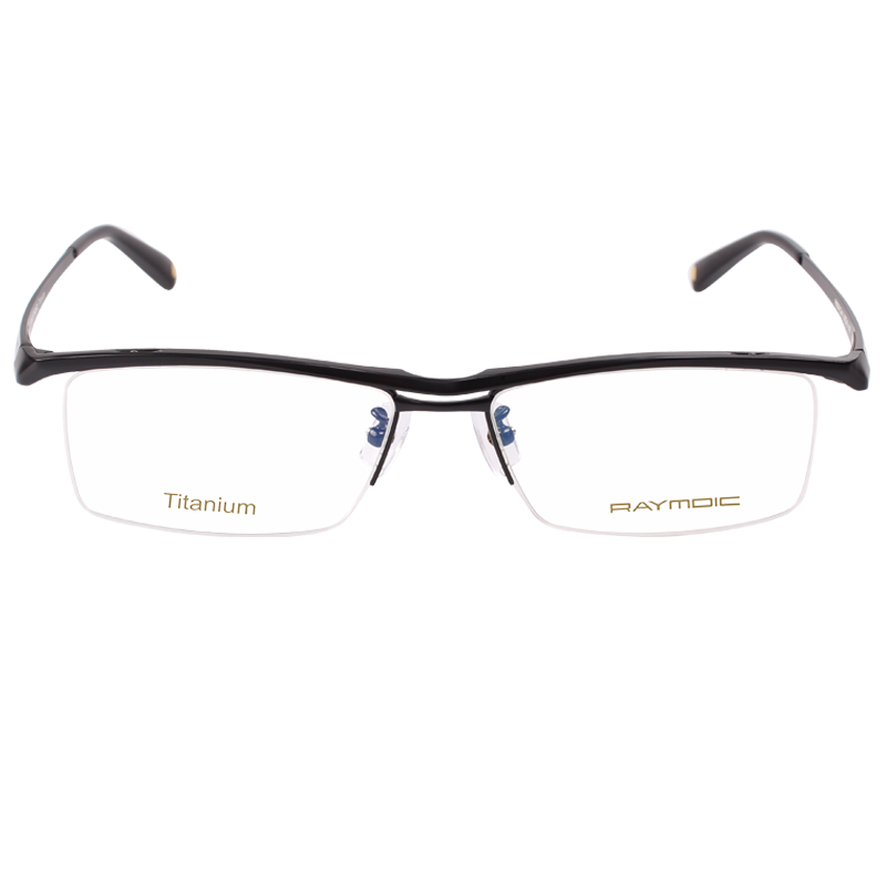 雷蒙迪克（RAYMDIC）純鈦鏡架近視眼鏡男眼鏡框雙梁眉線半框鈦架輕商務(wù)可配度數(shù)R6036 R6036 Col.1 啞黑鈦框+啞黑鈦腿 單鏡框(不含帶度數(shù)鏡片)