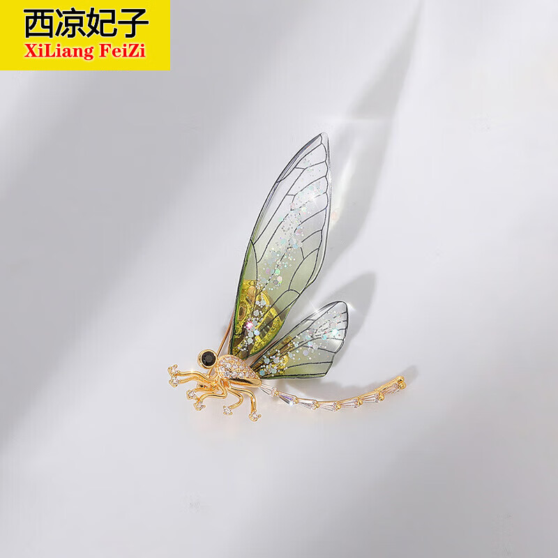 西凉妃子(xiliangfeizi)亚克力别针透明翅膀蜻蜓胸针锆石渐变昆虫胸花