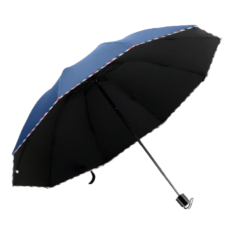 惠寻 京东自有品牌 10骨雨伞加大加固晴雨两用三折黑胶防晒遮阳 黑色
