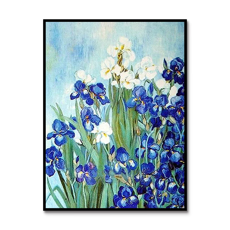 霜魄梵高装饰画鸢尾 花 世界名画diy数字油画 手绘填充涂色丙烯油彩画