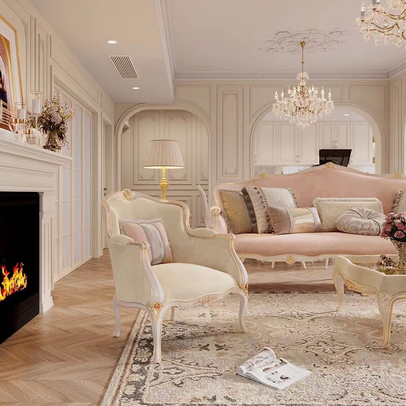 法式宫廷沙发 法式客厅宫廷公主风雕花实木沙发美式新古典三人沙l